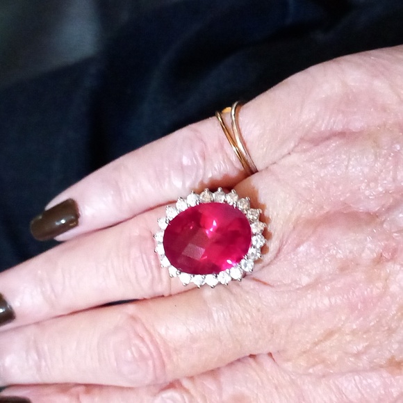 Cocktail Ring CZ Faux Ruby - Picture 5 of 5